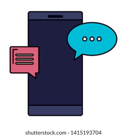smartphone device with speech bubbles chat