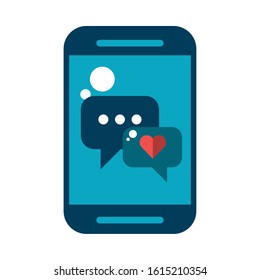 smartphone device with speech bubbles vector illustration design