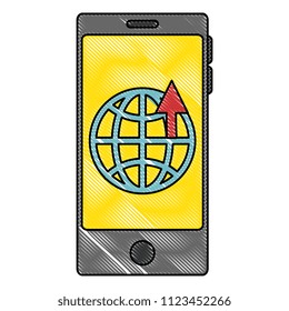 smartphone device with sphere planet