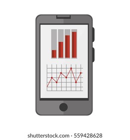 smartphone device with statistics graphic
