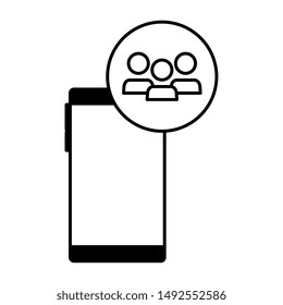 smartphone device with teamwork icon