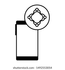 smartphone device with teamwork icon