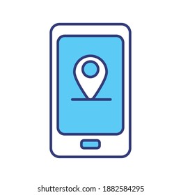 smartphone device tech with pin location line style icon vector illustration design