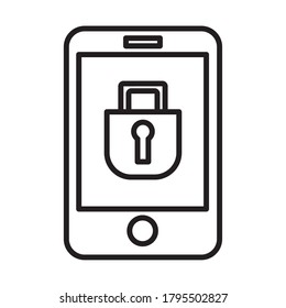 tecnología de dispositivos de smartphone con diseño de ilustraciones vectoriales con estilo de línea de candado