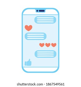 smartphone device technology with romantic chat vector illustration design