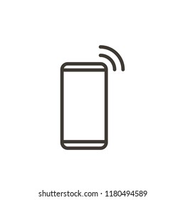Smartphone device thin line icon. Vector illustration for cellphone, calls, receiving message or email, wifi, internet access etc.