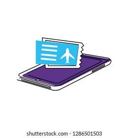 smartphone device with ticket flight