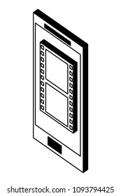 smartphone device with video format isometric icon