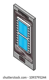 smartphone device with video format isometric icon