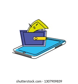 smartphone device with wallet and dollar