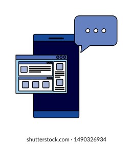 smartphone device with webpage template and speech bubble