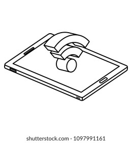 smartphone device with wifi signal isometric