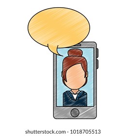 smartphone device with woman talking