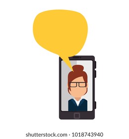 smartphone device with woman talking