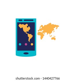 smartphone device with world planet earth