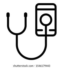 Smartphone diagnostic icon. Outline smartphone diagnostic vector icon for web design isolated on white background
