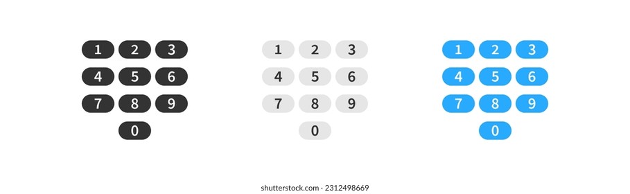 Smartphone dial keypad icon on light background. Call symbol. Numbers panel template, smartphone screen. Outline, flat and colored style. Flat design. Vector illustration.