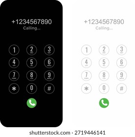 Teclado de marcación de smartphone. Símbolos del marcador móvil. Diseño gráfico de almohadilla de Número de teléfono. Interfaz de llamada y signos de diseño de interfaz de usuario. Signo de entrada de Número de teléfono
