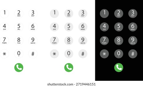 Teclado de marcación de smartphone. Símbolos del marcador móvil. Diseño gráfico de almohadilla de Número de teléfono. Interfaz de llamada y signos de diseño de interfaz de usuario. Signo de entrada de Número de teléfono
