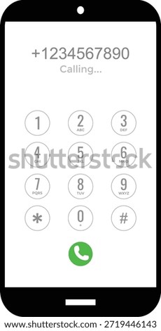 Smartphone dial keypad. Mobile dialer symbols. Phone number pad graphic design. Call interface and UI design signs. Phone number entry sign

