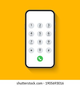 Smartphone dial keypad with numbers and letters. Interface keypad for touchscreen device. Dialing numbers phone on screen. Mobile phone keypad design. Vector Illustration. - Shutterstock ID 1905693016