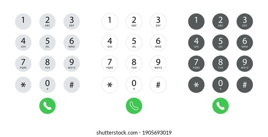 Smartphone dial keypad with numbers and letters. Interface keypad for touchscreen device. Dialing numbers phone on screen. Mobile phone keypad design. Vector Illustration.