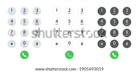 Smartphone dial keypad with numbers and letters. Interface keypad for touchscreen device. Dialing numbers phone on screen. Mobile phone keypad design. Vector Illustration.