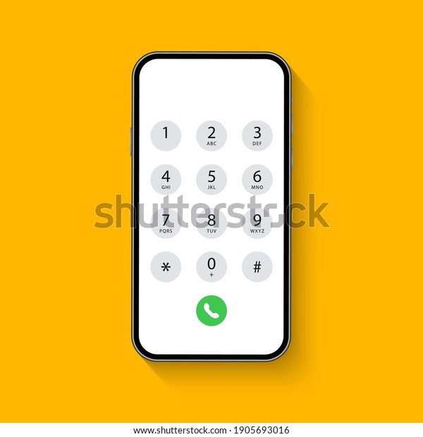 Smartphone dial
keypad with numbers and letters. Interface keypad for touchscreen
device. Dialing numbers phone on screen. Mobile phone keypad
design. Vector
Illustration.