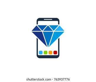 Smartphone Diamond Icon Logo Design Element