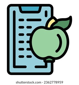 Smartphone diet app icon outline vector. Application care. Info device color flat