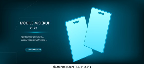 Smartphone at different angles. The layout of the universal device. Set of vector smartphones. Template for infographic presentation 3D realistic phones. Vector mockups.