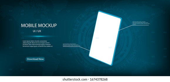 Smartphone at different angles. The layout of the universal device. Template for infographic presentation 3D realistic phones. Vector mockups.