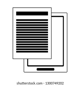 smartphone with digital document black and white