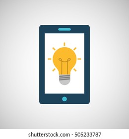 smartphone digital with idea bulb design isolated vector illustration eps 10