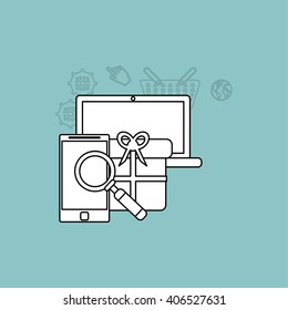 smartphone and Digital marketing design, vector illustration