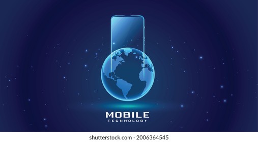Smartphone digital mobile and world earth concept design