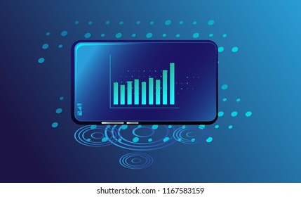 Smartphone with digital new concept business. Smart phone controls devices via wireless connection and voice commands. Background technology Internet of things concept.
