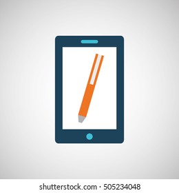 smartphone digital with pen design isolated vector illustration eps 10