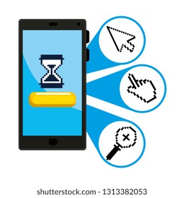 smartphone with digital set icons