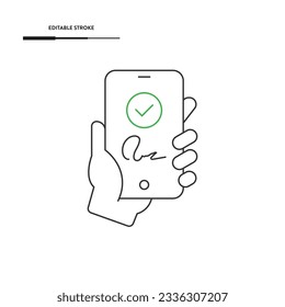 Smartphone And Digital Signature Icon Vector Design. 