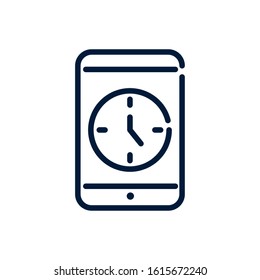 smartphone digital time clock linear design on white background vector illustration