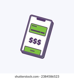 Smartphone with digital wallet app, Digital wallet concept illustration