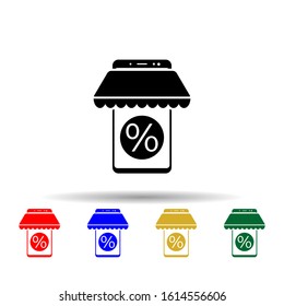 Smartphone discount sales multi color style icon. Simple glyph, flat vector of mobile concept icons for ui and ux, website or mobile application