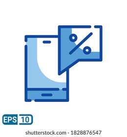 smartphone discount sign icon in filled line style isolated on white background. vector illustration for website and UI. EPS 10