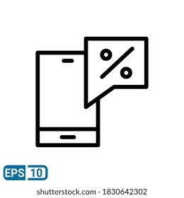 smartphone discount sign icon in line style isolated on white background. vector illustration for website and UI. EPS 10