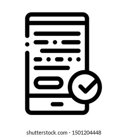 Smartphone Display And Approved Mark Vector Icon Thin Line. Contour Illustration