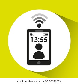 smartphone display character connection media design vector illustration