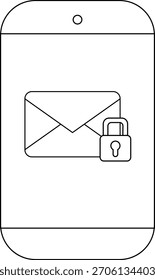 Smartphone exibir com o ícone de cadeado de envelope sugerindo e-mail seguro
