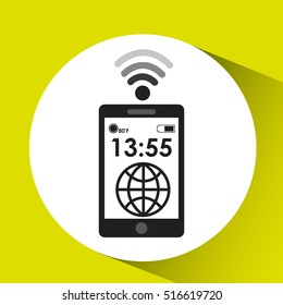 smartphone display globe connection media design vector illustration