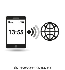 smartphone display globe connection media design vector illustration
